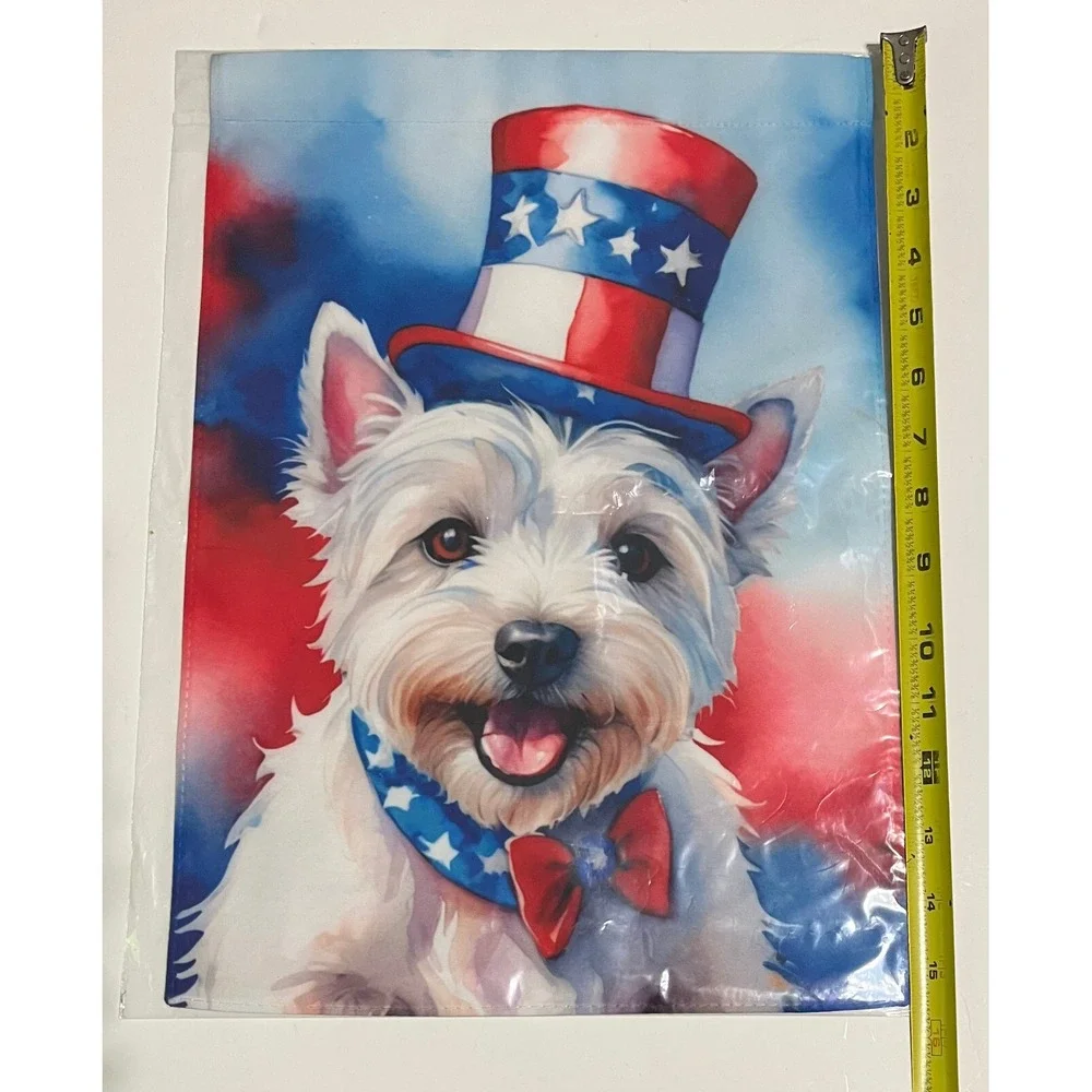 New West Highland Terrier Patriotic American Garden Flag 4th of July Fourth